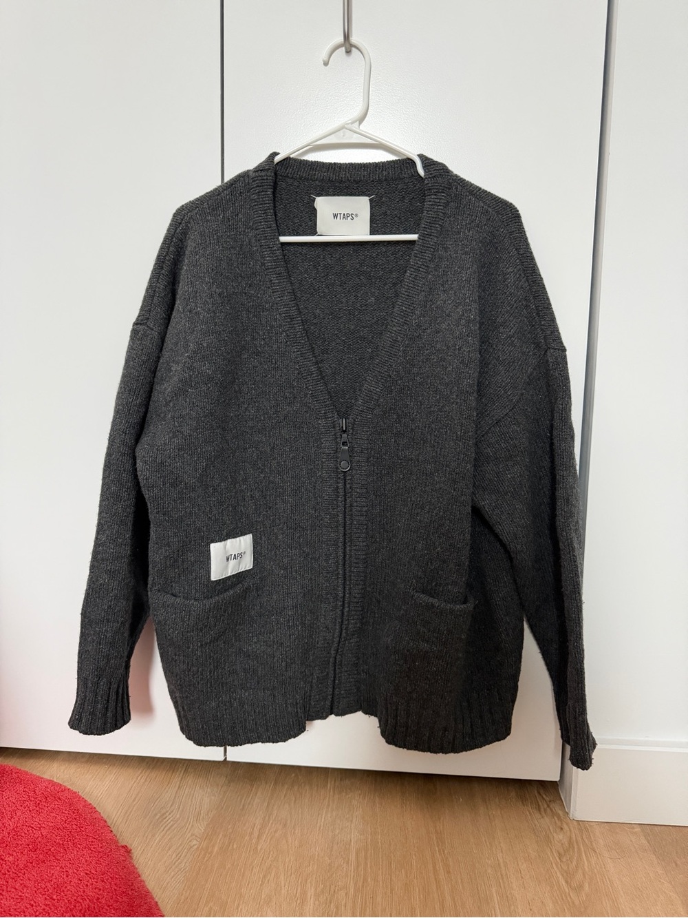 WTAPS Dark Gray Knit Cardigan with Patch Logo